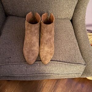 JustFab Tan Leather Ankle Boots